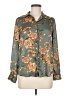 Zara Basic 100% Polyester Floral Teal Green Long Sleeve Blouse Size M - photo 1