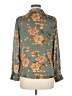Zara Basic 100% Polyester Floral Teal Green Long Sleeve Blouse Size M - photo 2
