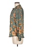 Zara Basic 100% Polyester Floral Teal Green Long Sleeve Blouse Size M - photo 5