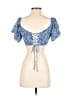 Wild Fable Blue Short Sleeve Blouse Size S - photo 2