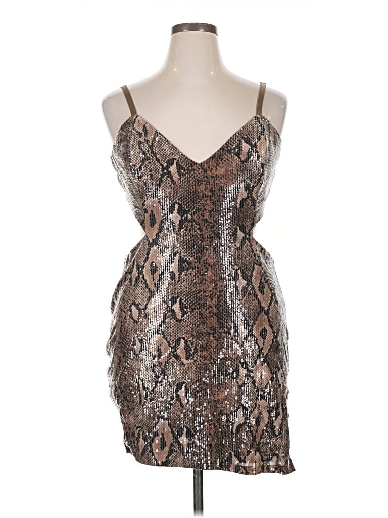 Fashion Nova Cocktail Dress: Brown Animal Print Pattern Dresses - Used - Size 1X