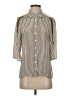 AS by DF 100% Viscose Stripes Tan 3/4 Sleeve Button-Down Shirt Size XS - photo 1