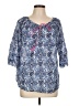 Milly 100% Cotton Blue 3/4 Sleeve Blouse Size L - photo 1
