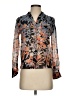 BCBGMAXAZRIA 100% Silk Floral Black Silver 3/4 Sleeve Silk Top Size XXS - photo 1