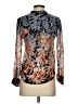 BCBGMAXAZRIA 100% Silk Floral Black Silver 3/4 Sleeve Silk Top Size XXS - photo 2