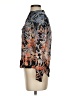 BCBGMAXAZRIA 100% Silk Floral Black Silver 3/4 Sleeve Silk Top Size XXS - photo 5