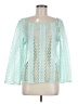 I Too 100% Polyester Stripes Teal Long Sleeve Blouse Size Med - Lg - photo 1