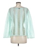 I Too 100% Polyester Stripes Teal Long Sleeve Blouse Size Med - Lg - photo 2