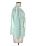 I Too 100% Polyester Stripes Teal Long Sleeve Blouse Size Med - Lg - photo 4