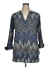 Assorted Brands Chevron-herringbone Blue 3/4 Sleeve Blouse Size 1X - photo 1