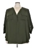 Torrid 100% Polyester Green 3/4 Sleeve Blouse Size 3X Plus (3) - photo 1