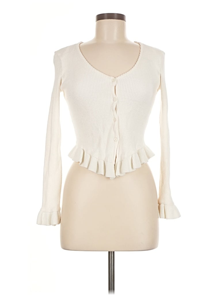 Pre-owned Zara Long Sleeve Blouse In Ivory