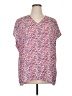 Sejour 100% Polyester Floral Pink Short Sleeve Blouse Size 1X - photo 1