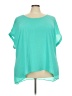 Lane Bryant 100% Polyester Teal Short Sleeve Blouse Size 26 - 28 Plus - photo 1