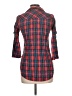 Bongo Plaid Red 3/4 Sleeve Button-Down Shirt Size L - photo 2