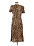 Connected Apparel 100% Polyester Animal Print Brown Casual Dress Size 10 - photo 2
