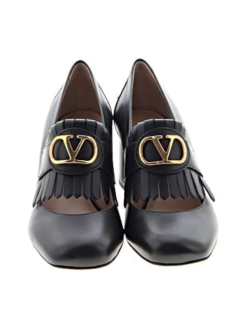 Valentino Garavani Leather Fringe VLogo Heeled Loafers 55 (view 2)