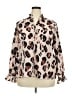 ELOQUII 100% Polyester Animal Print Brown Long Sleeve Blouse Size 18 - photo 1