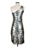 David Meister Metallic Silver Cocktail Dress Size 2 - photo 2