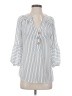 Sara Michelle 100% Polyester Stripes Silver 3/4 Sleeve Blouse Size S - photo 1