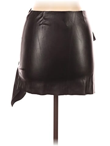Aqua Faux Leather Skirt (view 2)