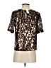 Unbranded Metallic Silver Short Sleeve Blouse Size XS - photo 2