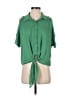 Potter's Pot 100% Polyester Green Short Sleeve Blouse Size S - photo 1