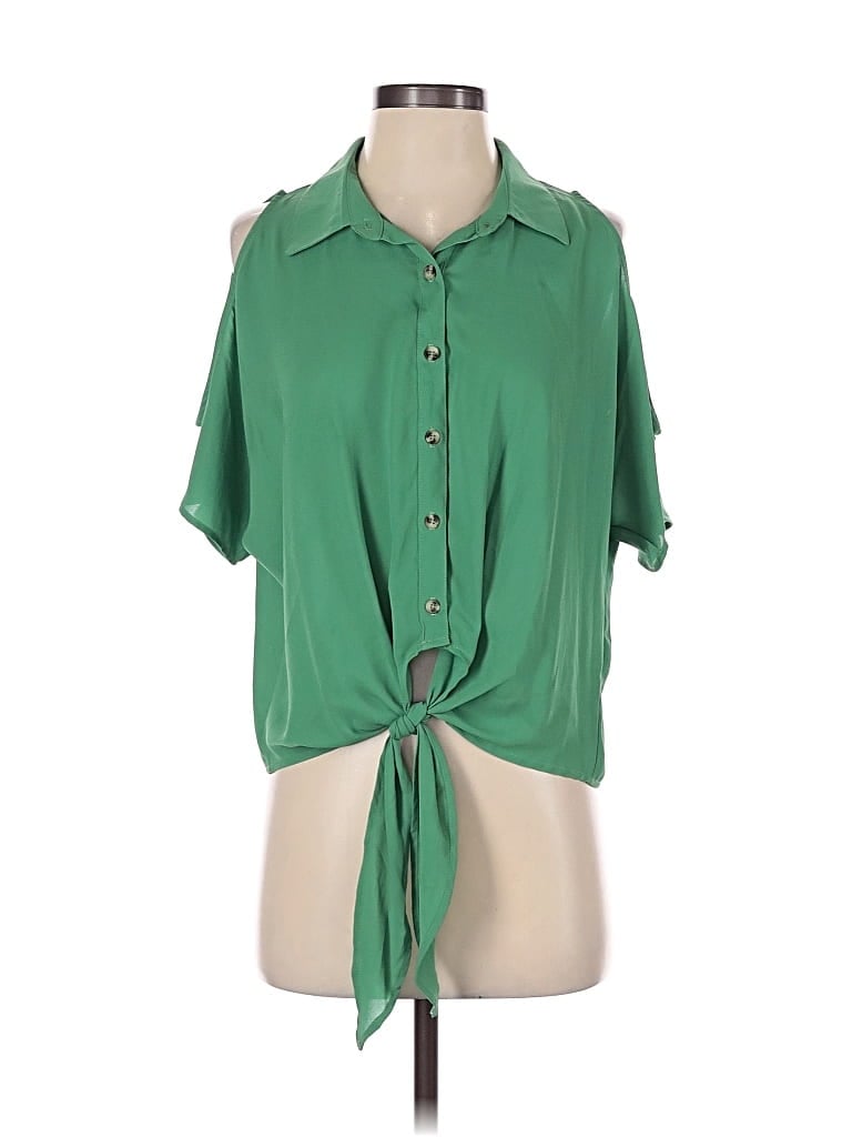 Pre-owned Potter's Pot Short Sleeve Blouse In Green