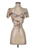 Shein 100% Polyester Tan Short Sleeve Top Size 2 - photo 1