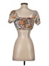 Shein 100% Polyester Tan Short Sleeve Top Size 2 - photo 2