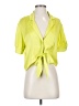 Know One Cares 100% Polyester Green Yellow Short Sleeve Blouse Size S - photo 1