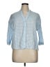 Zara Basic Checkered-gingham Blue 3/4 Sleeve Button-Down Shirt Size XL - photo 1