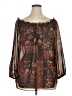 Chaps 100% Polyester Brown 3/4 Sleeve Blouse Size 1X - photo 1