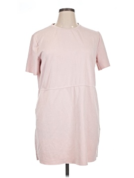 strapless open back dress Pink Chiffon Illusion Neck Midi Dress With 3D Flowers