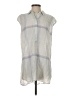 Vince Camuto Plaid Blue Silver Sleeveless Button-Down Shirt Size S - photo 1