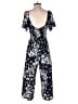 Luxology 100% Rayon Floral Blue Jumpsuit Size S - photo 2