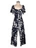Luxology 100% Rayon Floral Blue Jumpsuit Size S - photo 1