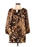 Black Label by Chico's 100% Polyester Animal Print Brown 3/4 Sleeve Blouse Size Lg (2) - photo 1