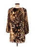 Black Label by Chico's 100% Polyester Animal Print Brown 3/4 Sleeve Blouse Size Lg (2) - photo 2