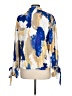 The Drop 100% Viscose Color Block Blue Long Sleeve Blouse Size L - photo 2