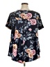 Green Envelope Floral Black Short Sleeve Blouse Size 1X - photo 2