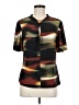 DKNY Color Block Black Short Sleeve Blouse Size M - photo 1
