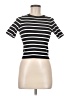 Happily Grey 100% Polyester Stripes Black Short Sleeve Turtleneck Size M - photo 1