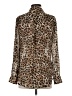 Cloth & Stone 100% Rayon Animal Print Brown Long Sleeve Blouse Size XS - photo 2