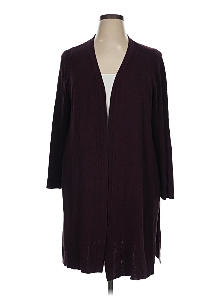 Pre-owned Travelers By Chico's Cardigan Sweater In Burgundy