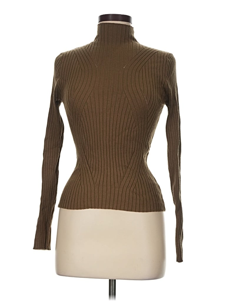 Pre-owned Active Usa Long Sleeve Turtleneck In Brown