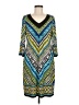 Chico's Print Teal Casual Dress Size Med (1) - photo 1