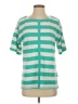 T by Talbots Stripes Green Short Sleeve Blouse Size S - photo 1
