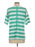 T by Talbots Stripes Green Short Sleeve Blouse Size S - photo 2