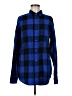Old Navy 100% Cotton Checkered-gingham Blue Long Sleeve Button-Down Shirt Size M - photo 1